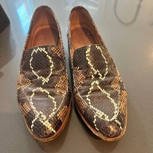 Tan Leather Flats with Snakeskin Madewell